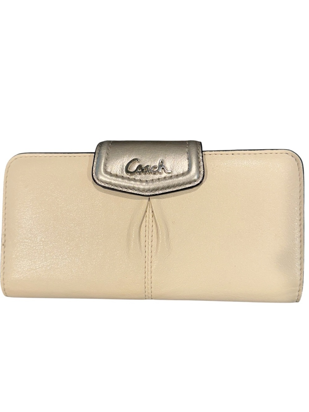 Vintage Coach Ashley envelope wallet cream silver Y2K READ